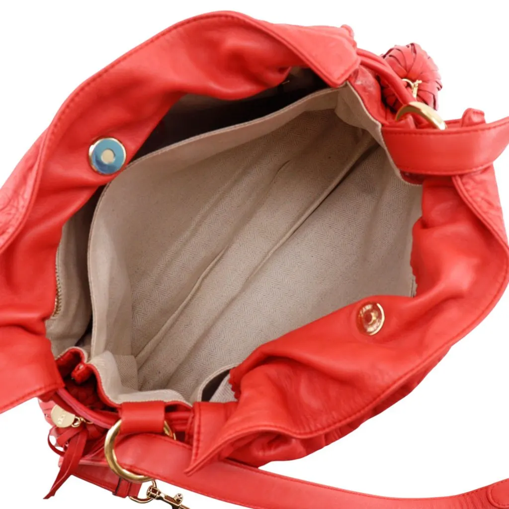 LOEWE Embossed Nappa Flamenco Tassel Crossbody Red Leather Very good - Inside View
