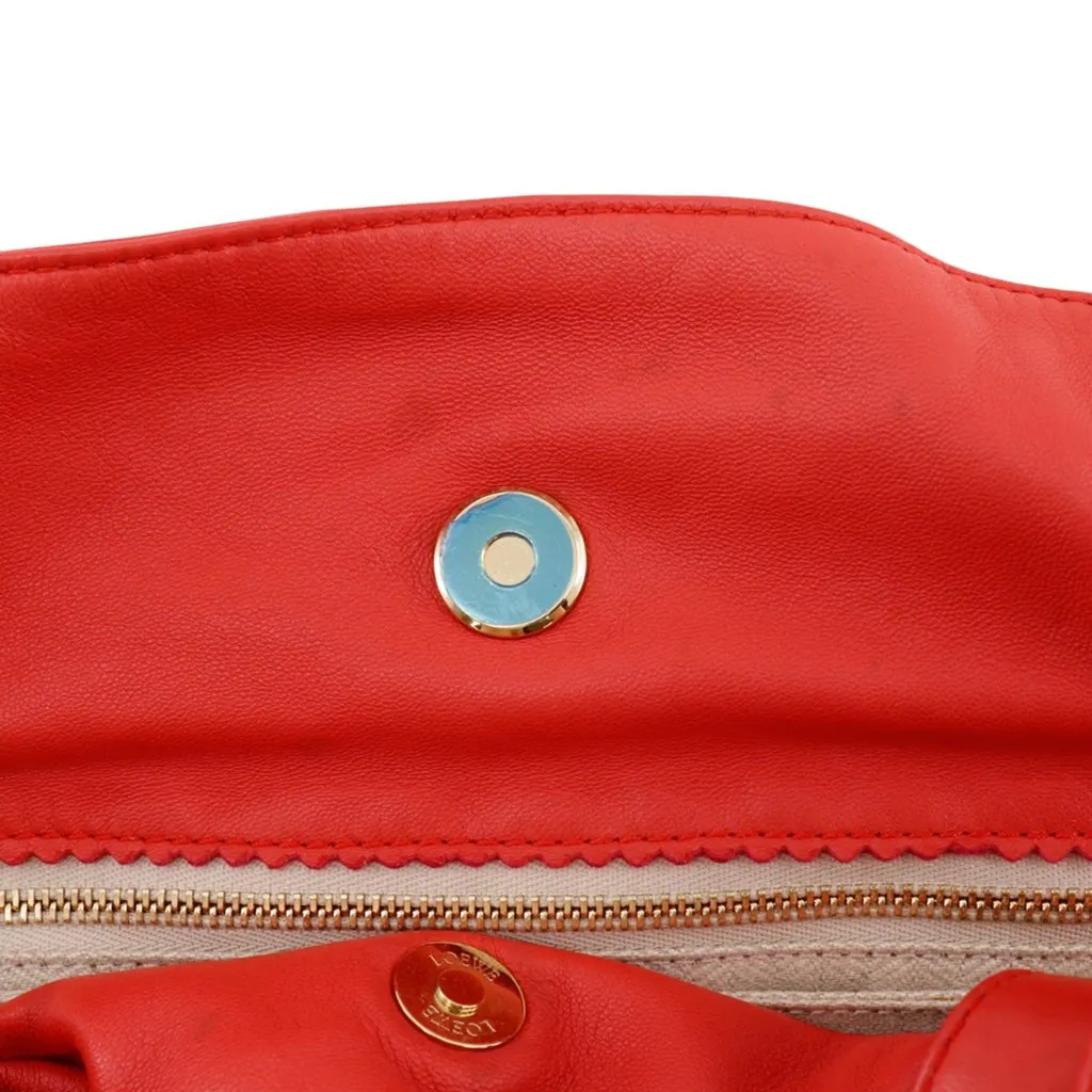 LOEWE Embossed Nappa Flamenco Tassel Crossbody Red Leather Very good - Model View