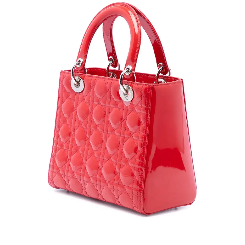 Dior Medium Patent Cannage Lady Dior Red Leather Very good - Back View