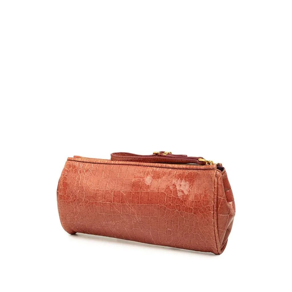 Miu Miu Croc Embossed Patent Saint Cocco Lux Wristlet Pink Leather Good - Back View