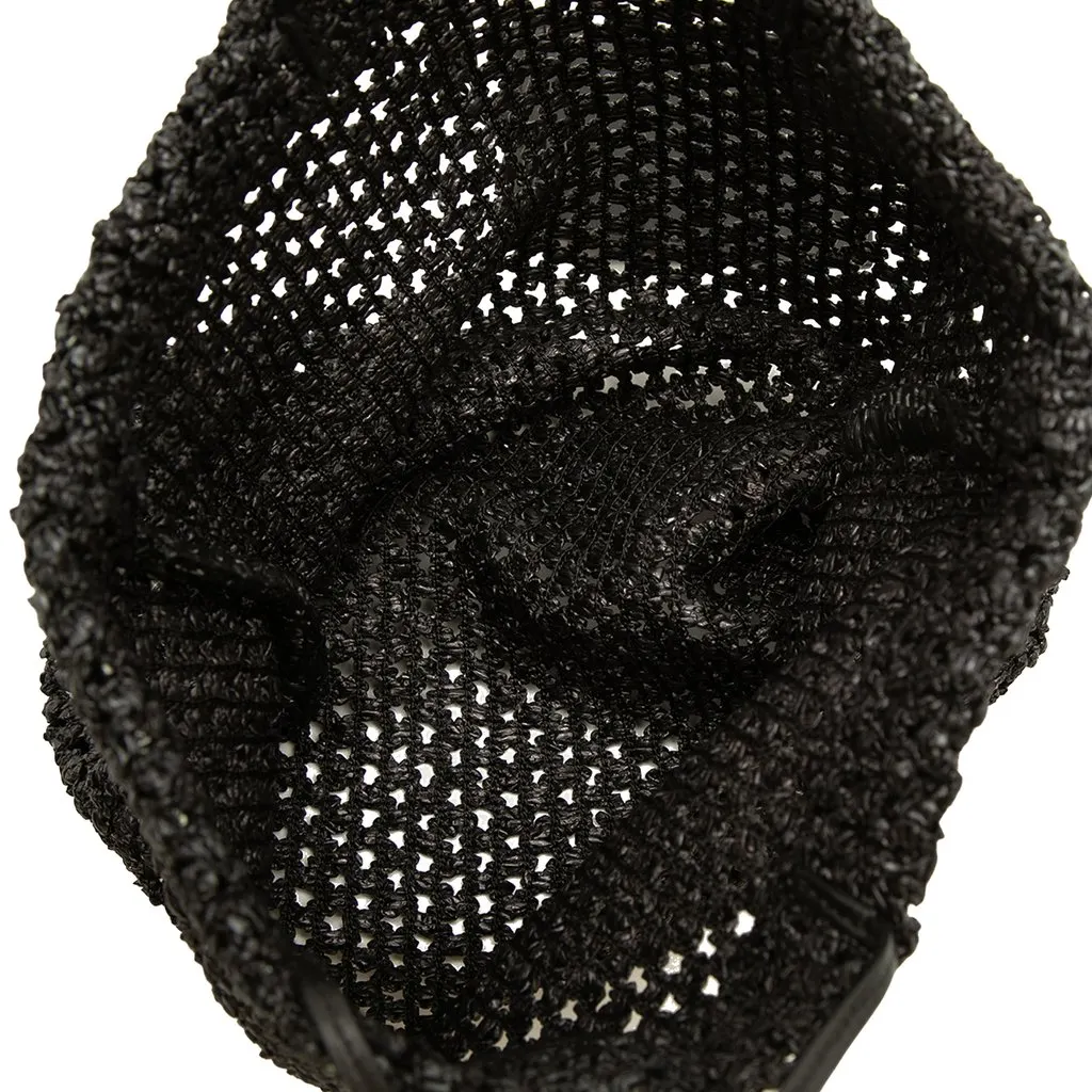 The Row Mini Raffia Barn Tote Black Rattan Good - Model View