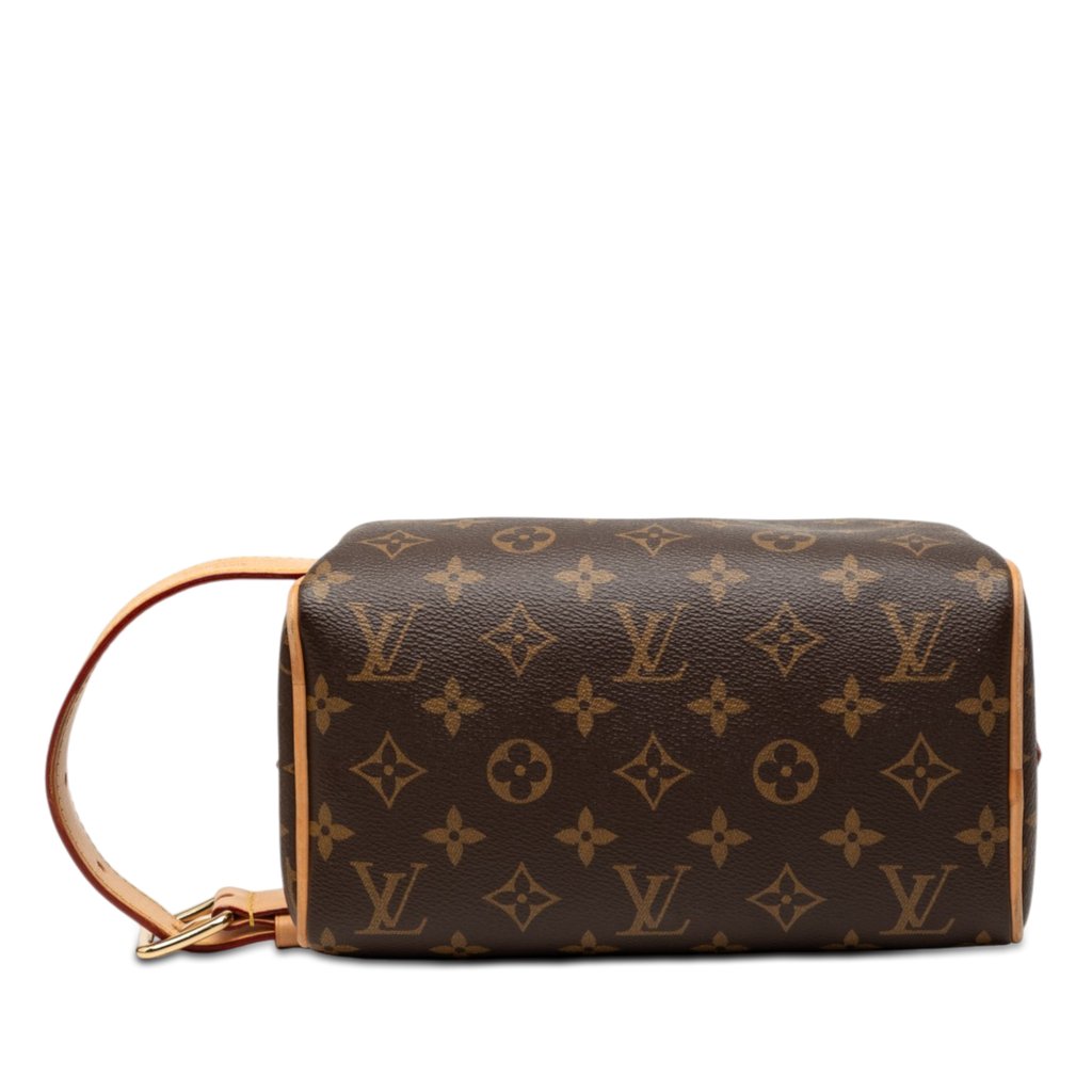 Louis Vuitton Monogram Locker Dopp Kit Clutch Brown Small