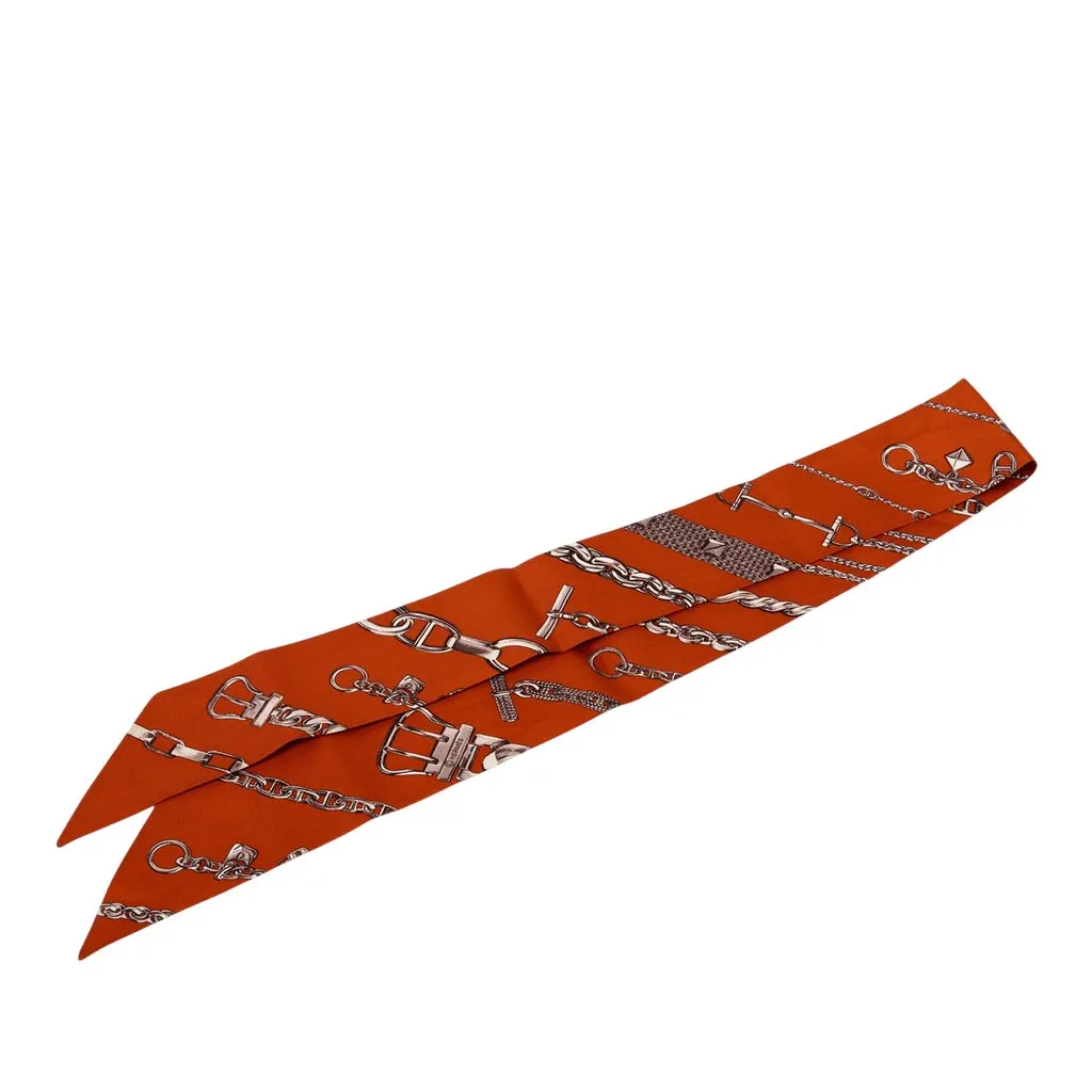 Hermès Chaines et Gourmettes Silk Twilly Scarf