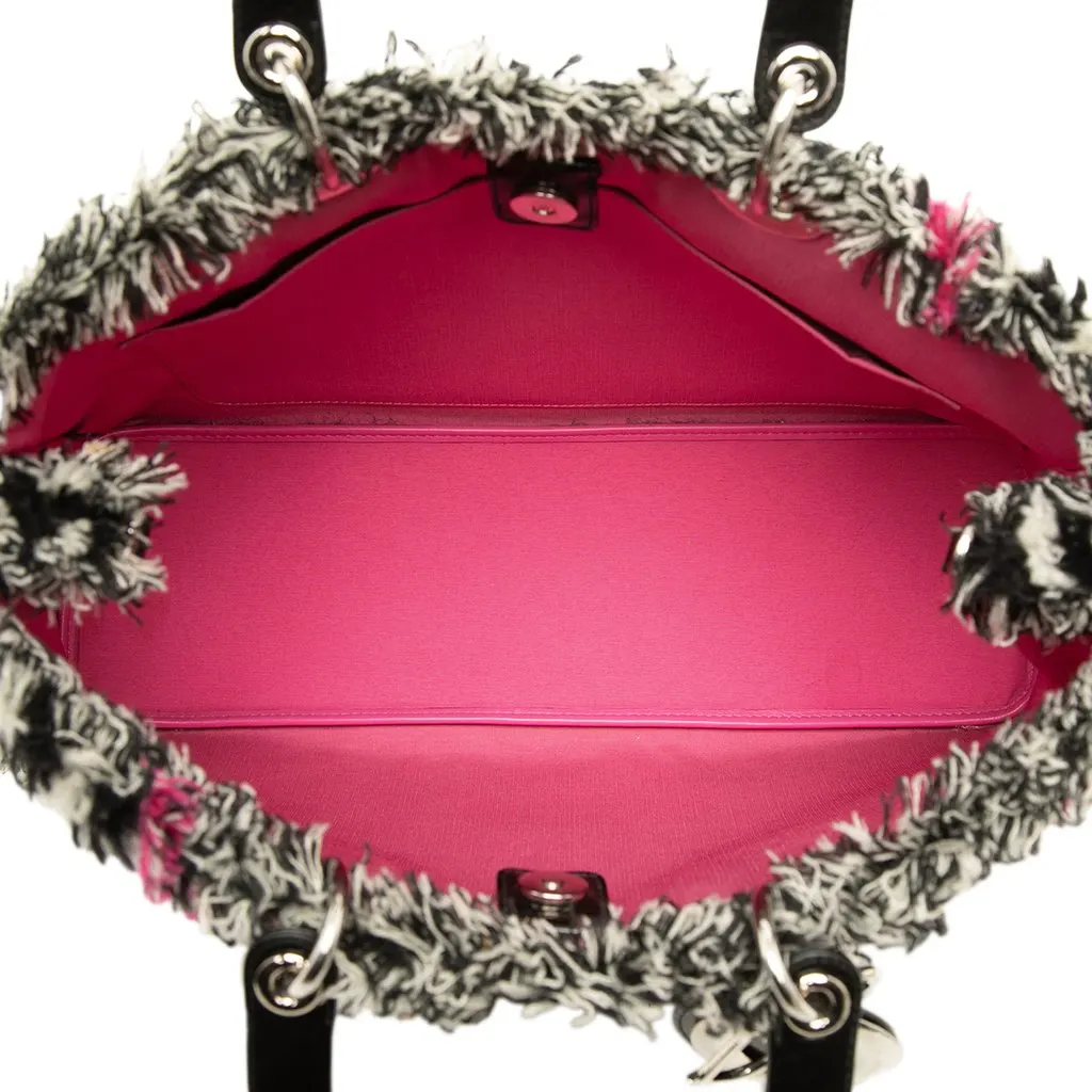 Dior Limited Edition Large Tweed Houndstooth Patchwork Diorissimo Satchel Black Tweed Good - Model View