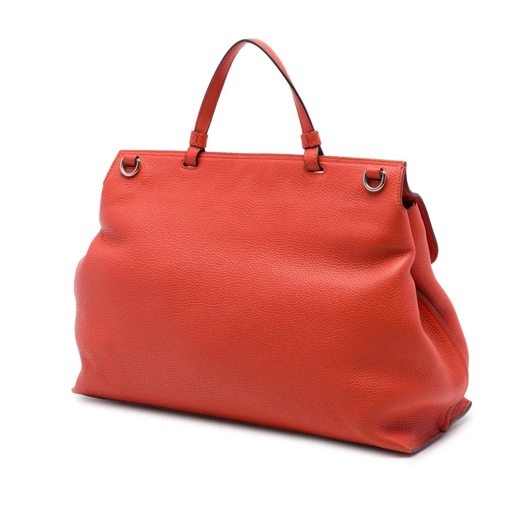 Gucci Large Calfskin Bamboo Daily Satchel Orange Leather Very good - Back View