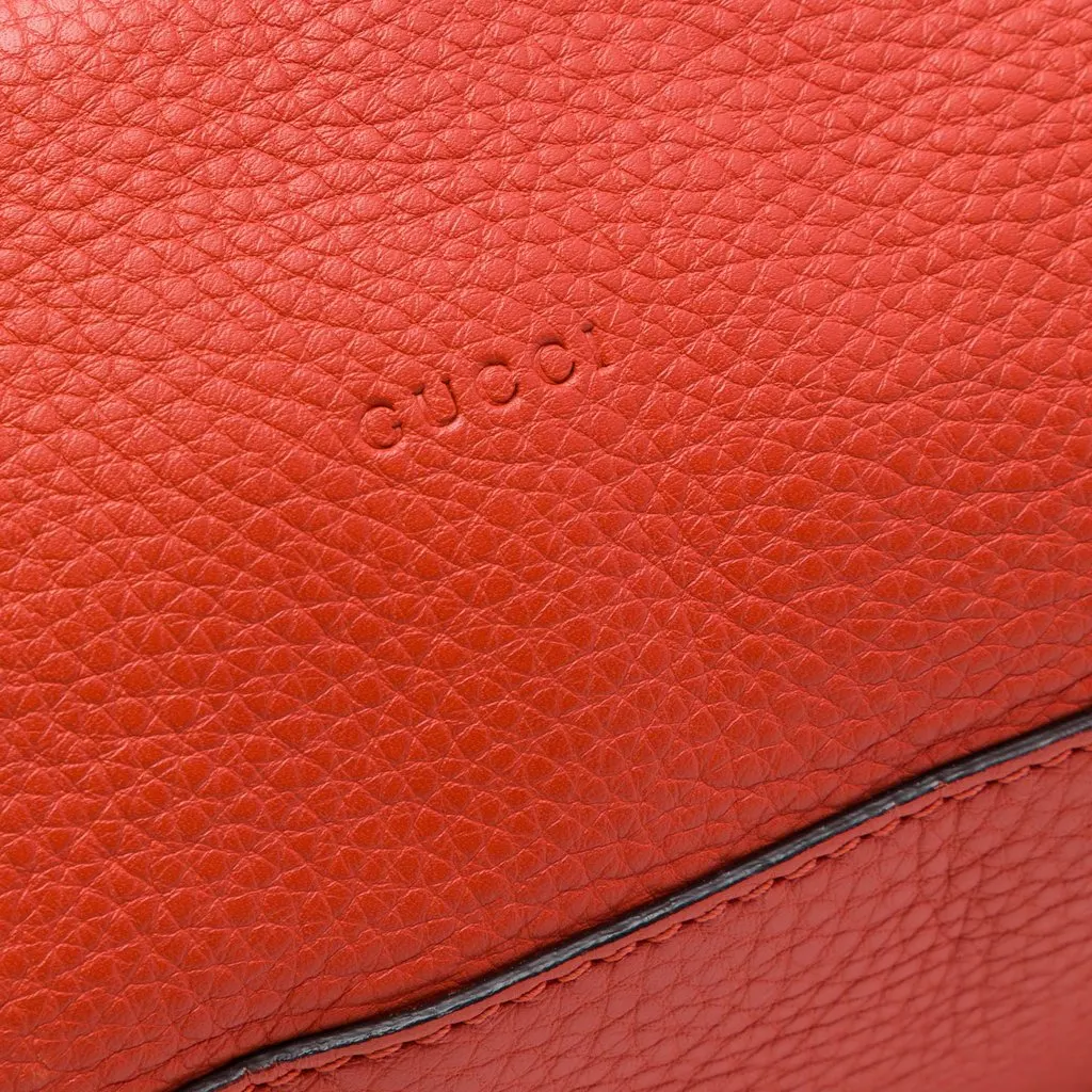 Gucci Large Calfskin Bamboo Daily Satchel Orange Leather Very good - Box View