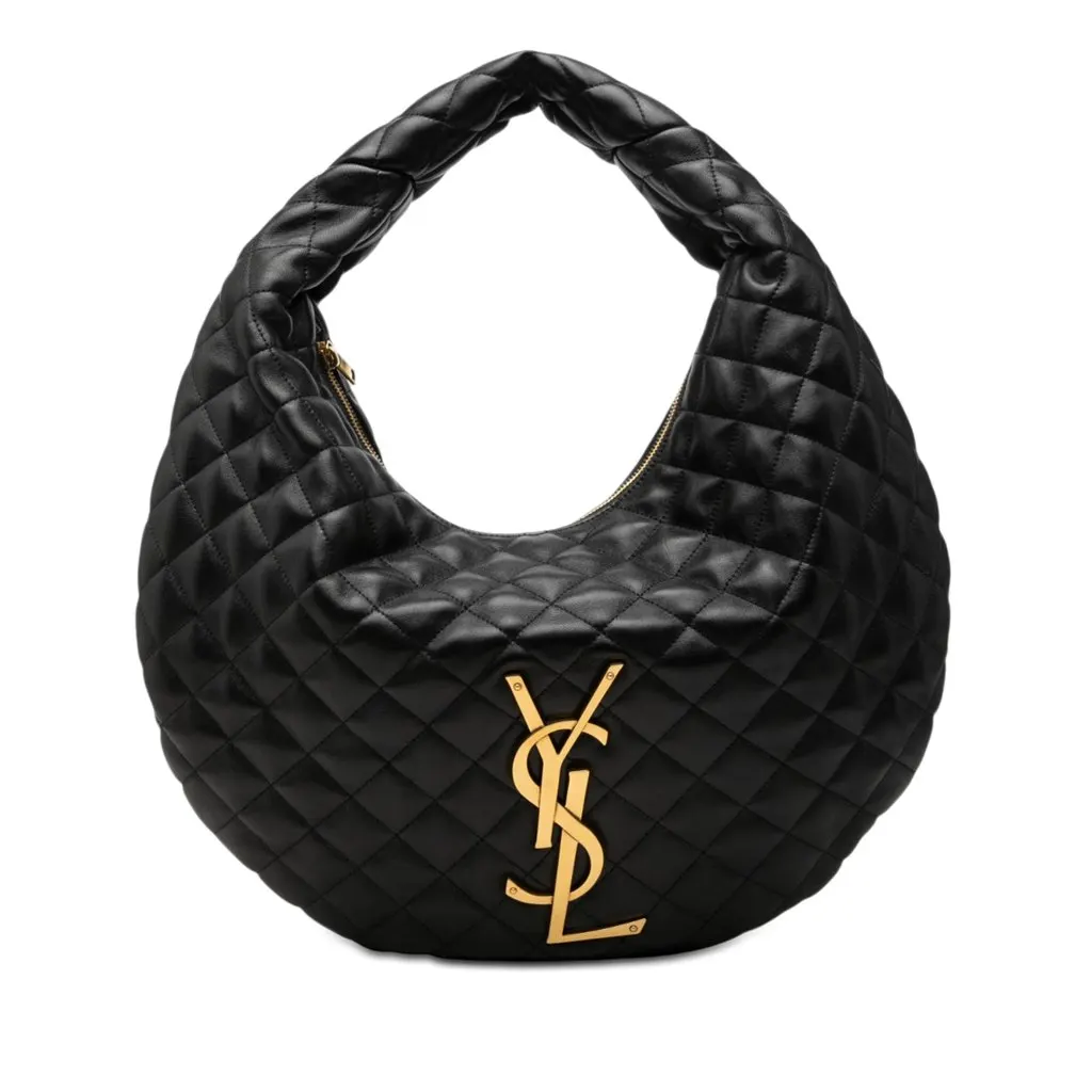 Saint Laurent Quilted Nappa Monogram Icare Hobo Black Leather Very good - Front View