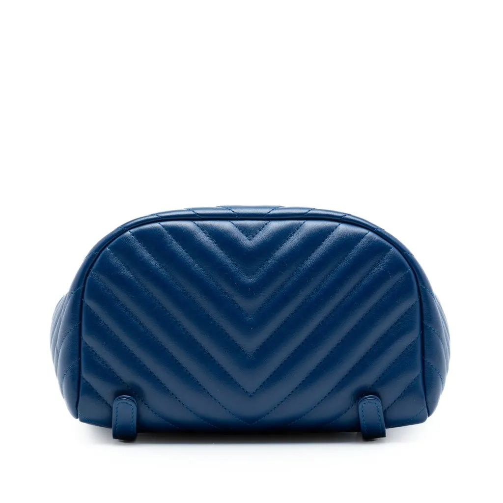 Chanel Small Chevron Calfskin Urban Spirit Backpack Blue Leather Very good - Inside View