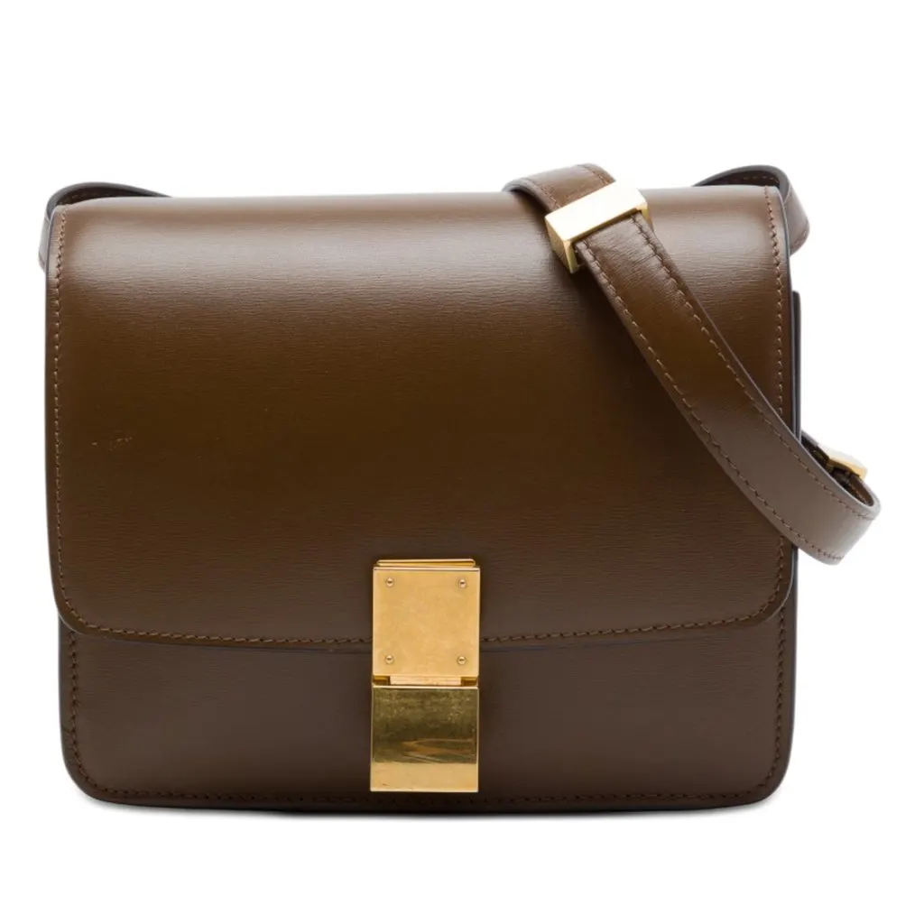 Celine Small Calfskin Classic Box Brown Leather Very good - Front View