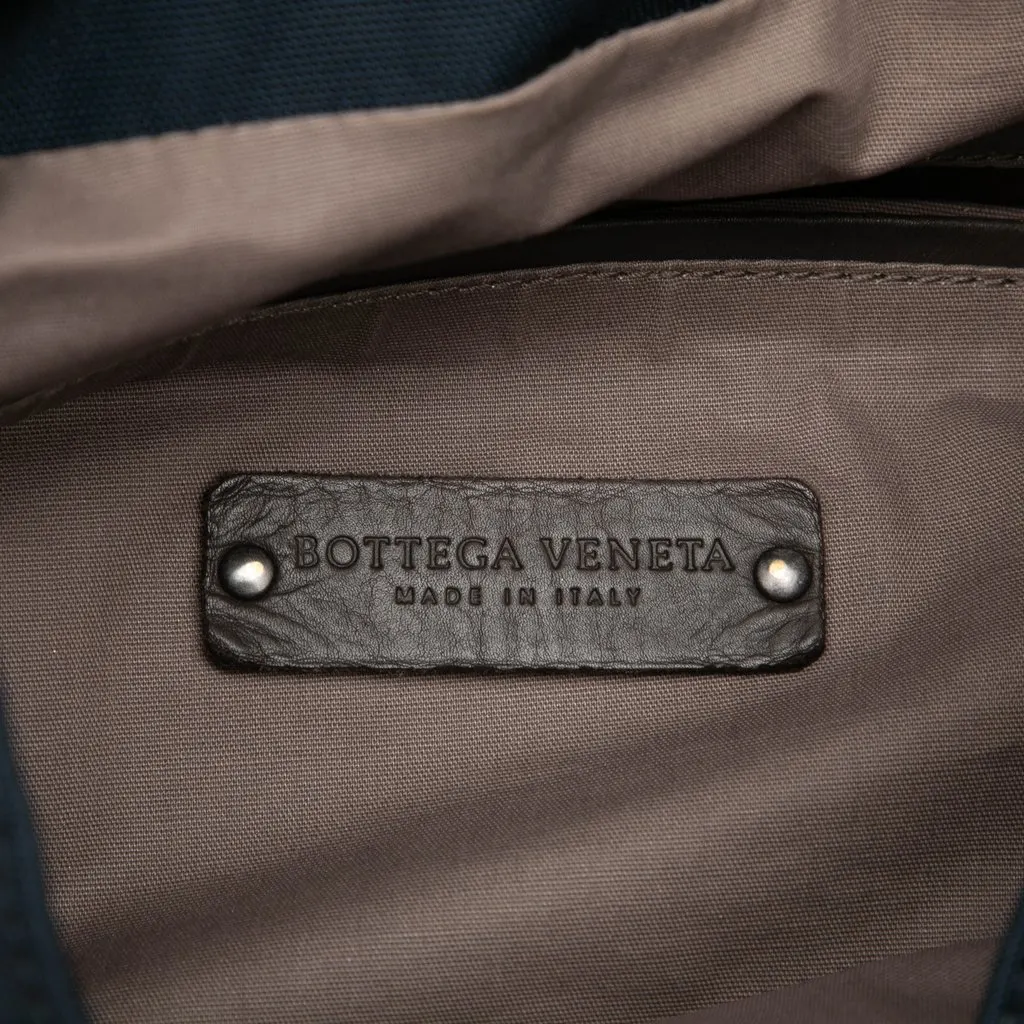 Bottega Veneta Canvas and Nappa Intrecciato Flap Backpack Blue Very good - Box View