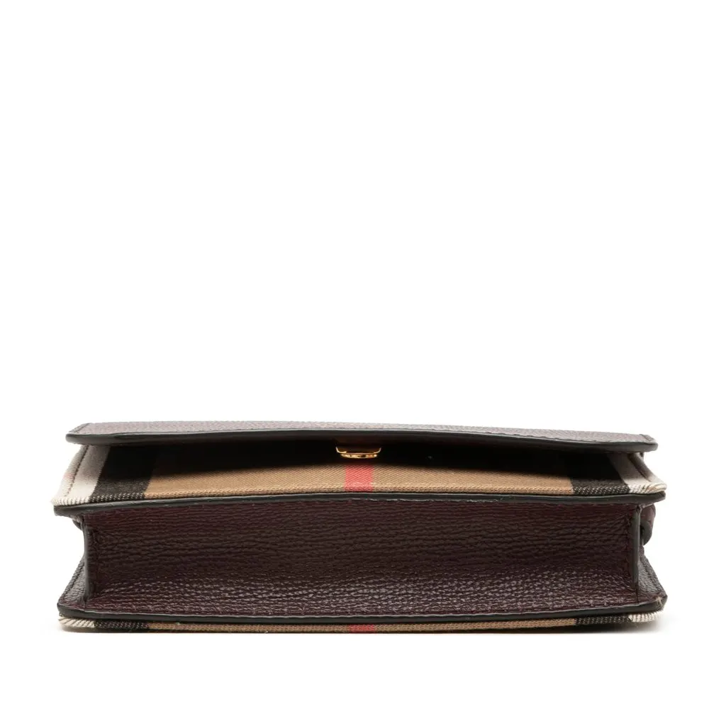 Burberry Grained Calfskin and House Check Canvas Hampshire Wallet on Chain Red Leather Very good - Inside View