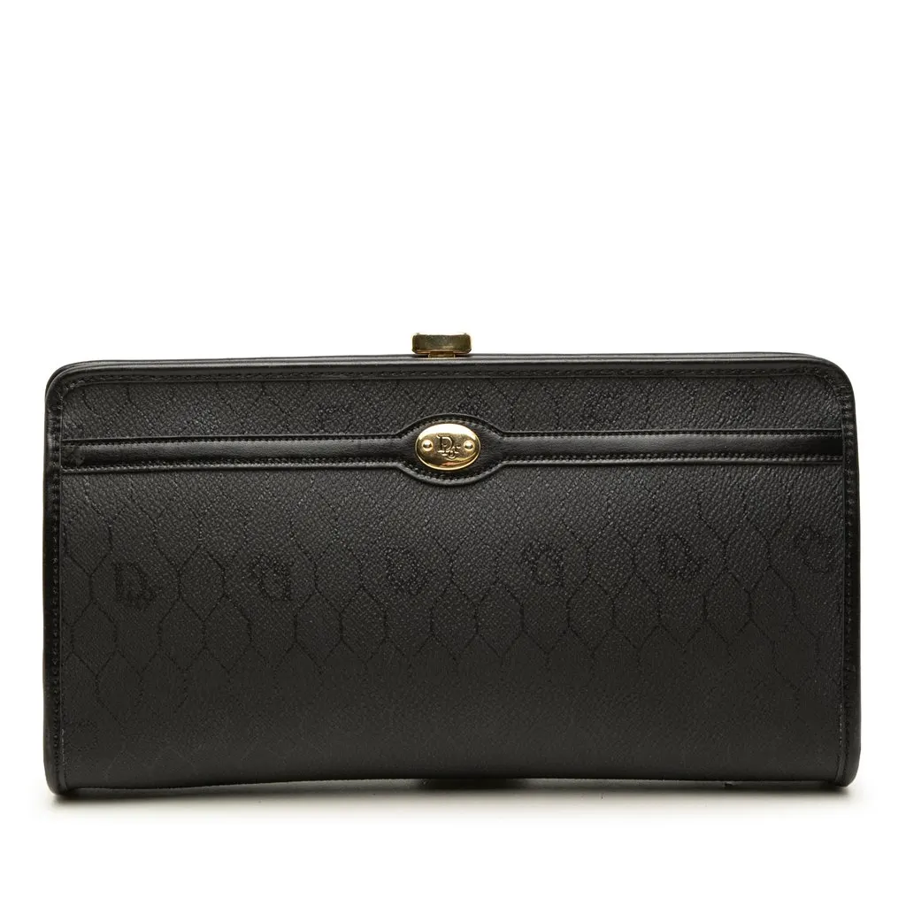 Dior Honeycomb Coated Canvas Clutch Black Canvas Good - Front View
