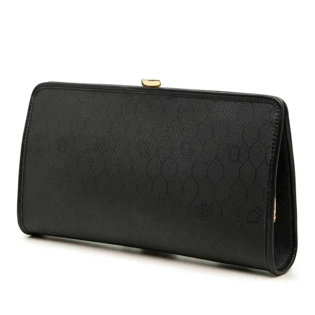 Dior Honeycomb Coated Canvas Clutch Black Canvas Good - Back View