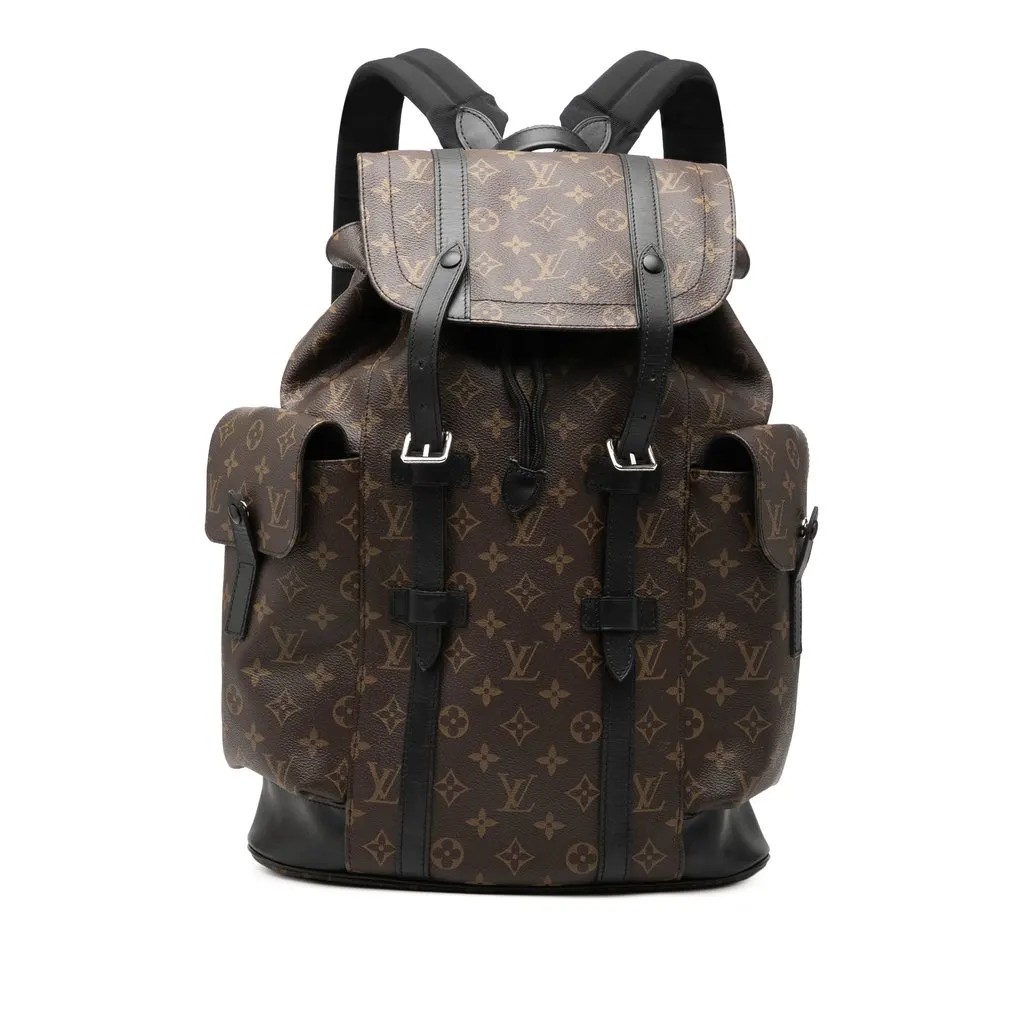 Louis Vuitton Monogram Macassar Christopher Backpack MM Brown Very good - Front View