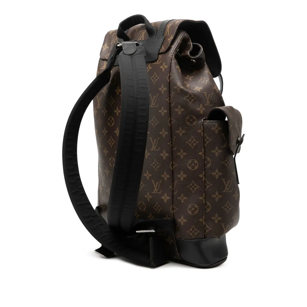 Louis Vuitton Monogram Macassar Christopher Backpack MM Brown Very good - Back View