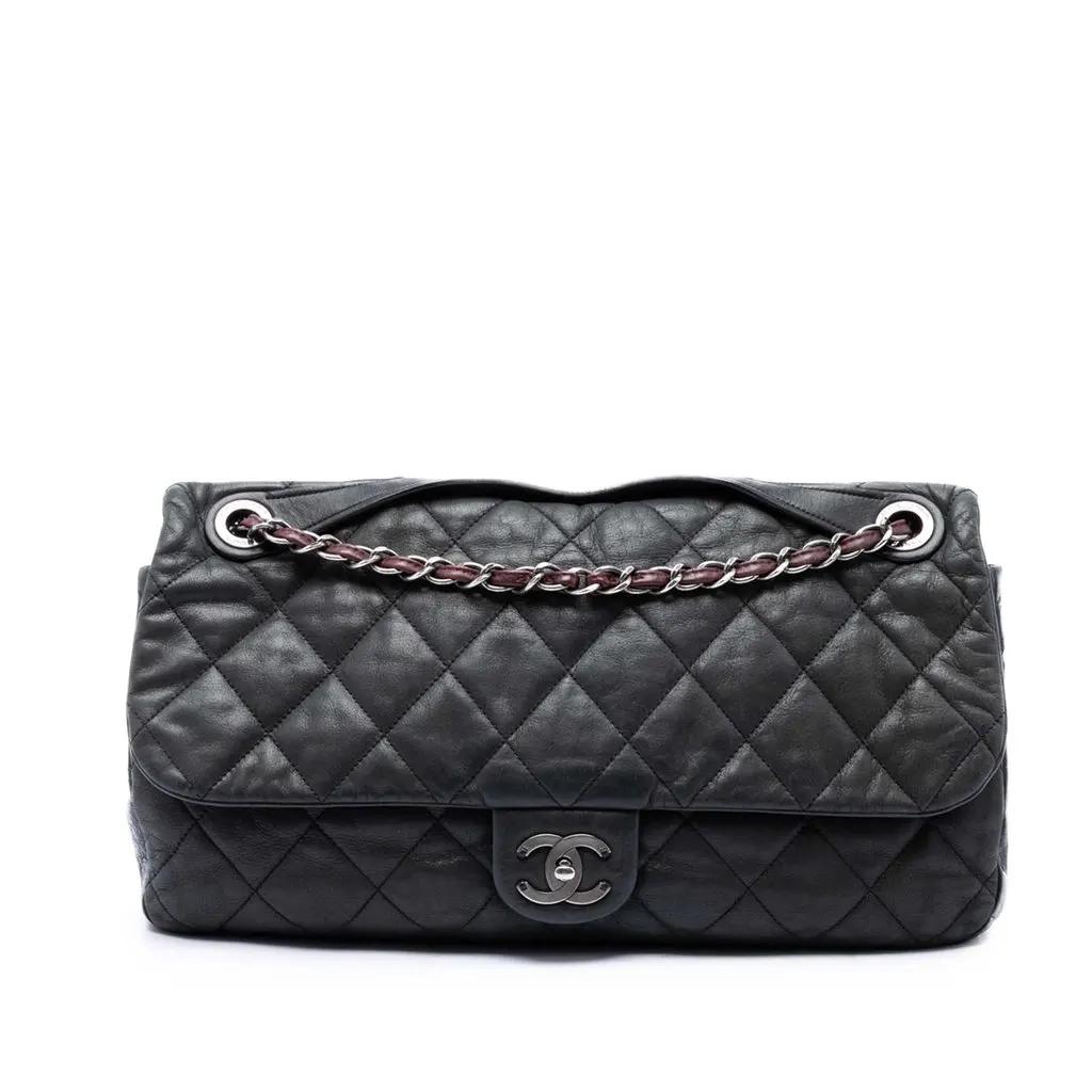 Chanel Jumbo Iridescent Calfskin In The Mix Flap Black Leather Very good - Front View