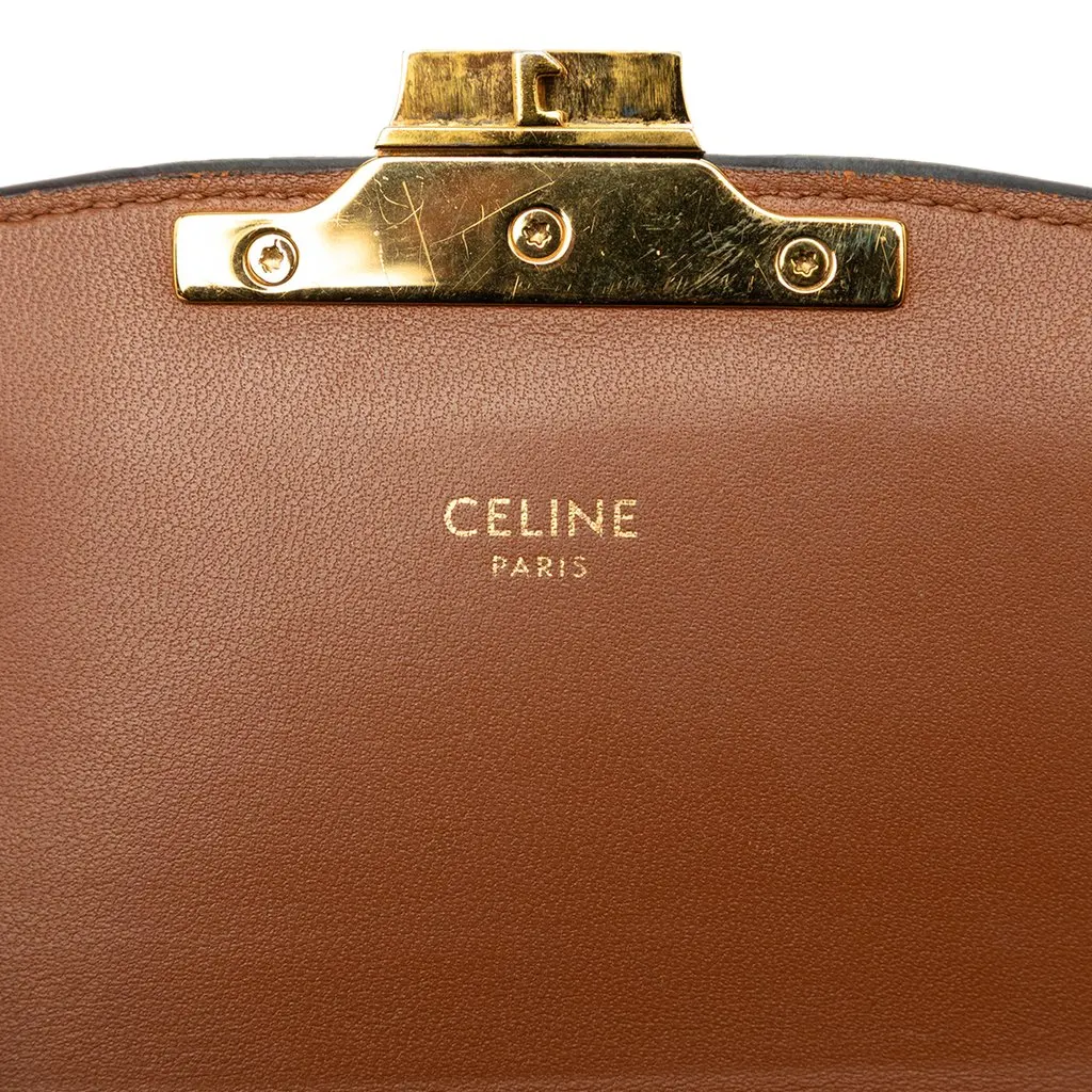 Celine Teen Triomphe Coated Canvas and Calfskin Triomphe Crossbody Brown Canvas Very good - Box View