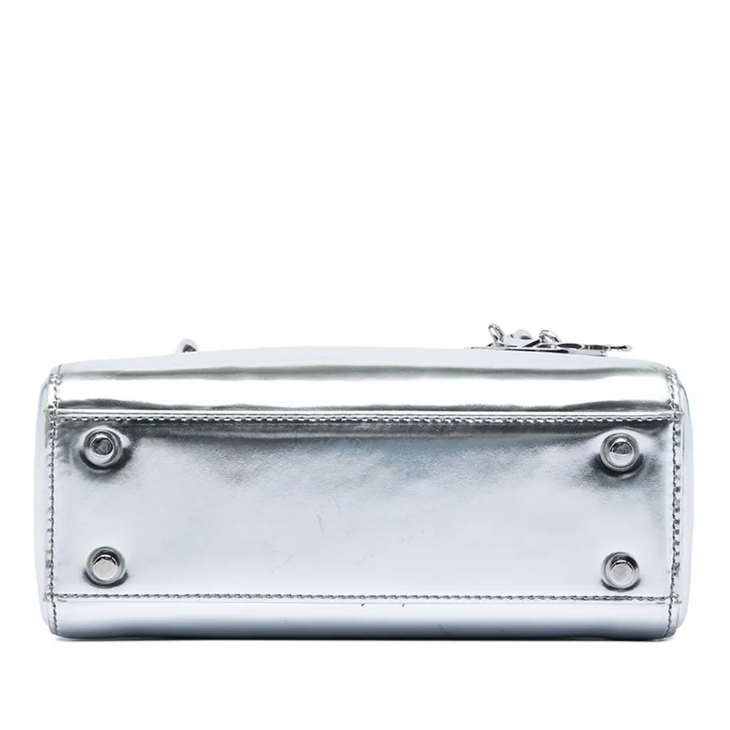 Dior Mini Metallic Patent Lady Dior Silver Leather Very good - Inside View