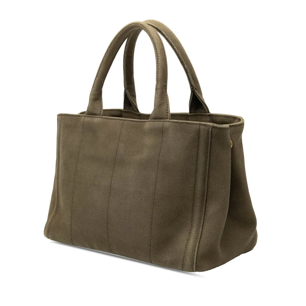 Prada Small Canvas Canapa Bijoux Satchel Brown Very good - Back View