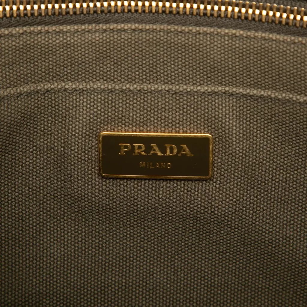 Prada Small Canvas Canapa Bijoux Satchel Brown Very good - Box View