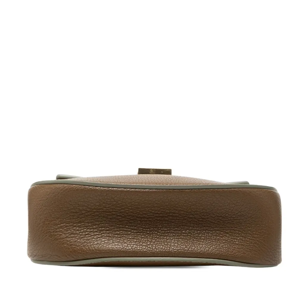 Chloé Mini Smooth and Grained Calfskin Drew Crossbody Brown Leather Very good - Inside View