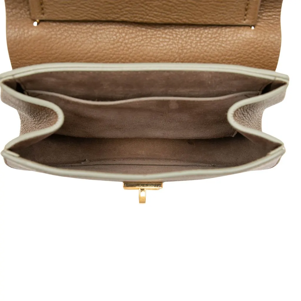 Chloé Mini Smooth and Grained Calfskin Drew Crossbody Brown Leather Very good - Model View