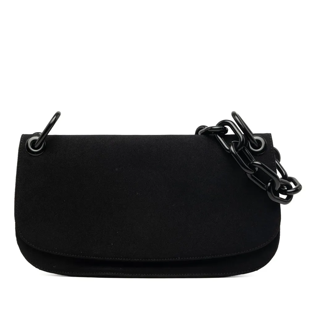 Prada Tessuto Swing Chain Shoulder Bag Black Very good - Front View