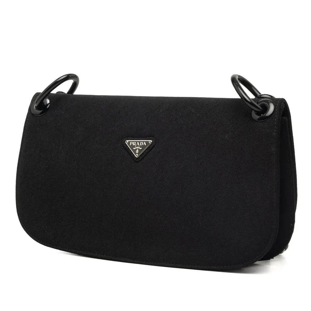 Prada Tessuto Swing Chain Shoulder Bag Black Very good - Back View