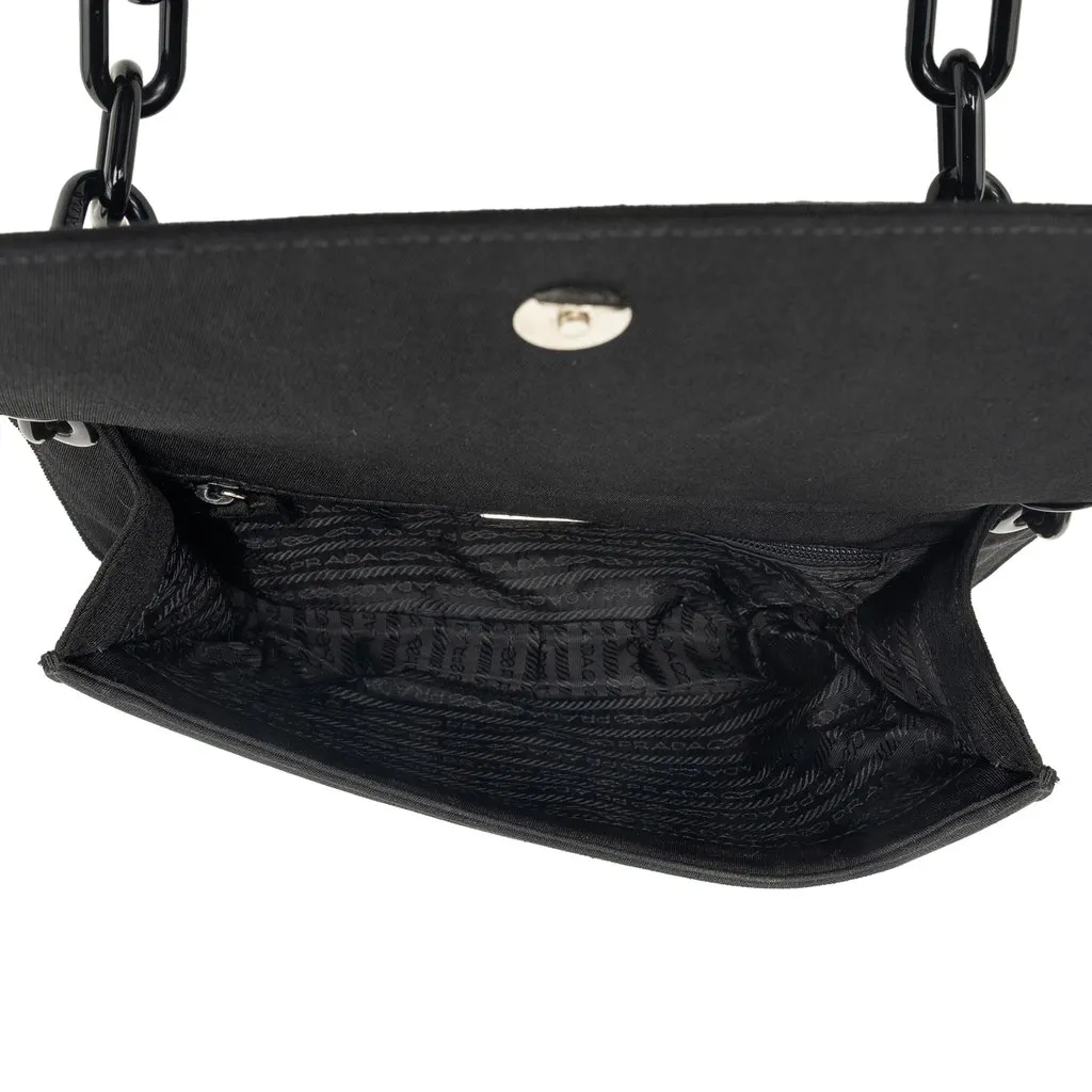 Prada Tessuto Swing Chain Shoulder Bag Black Very good - Model View
