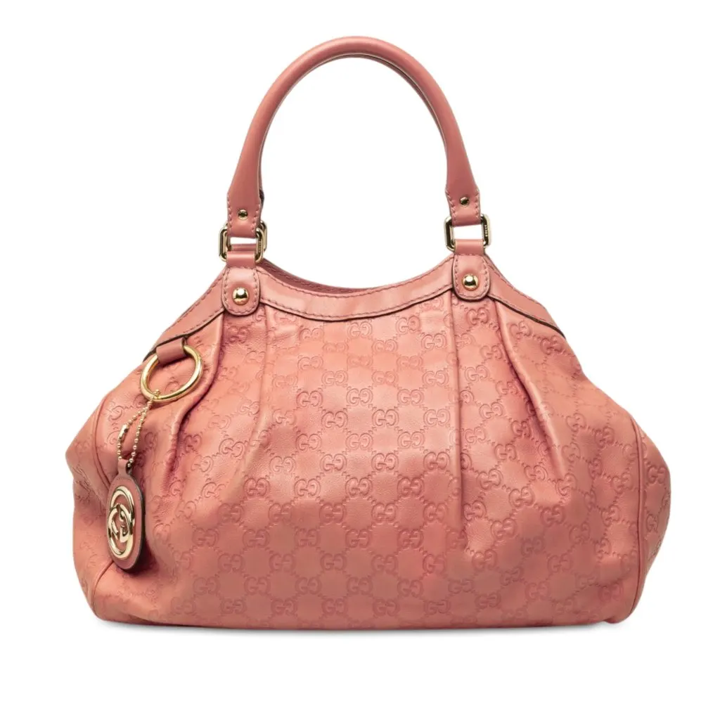 Gucci Medium Guccissima Sukey Tote Pink Leather Good - Front View
