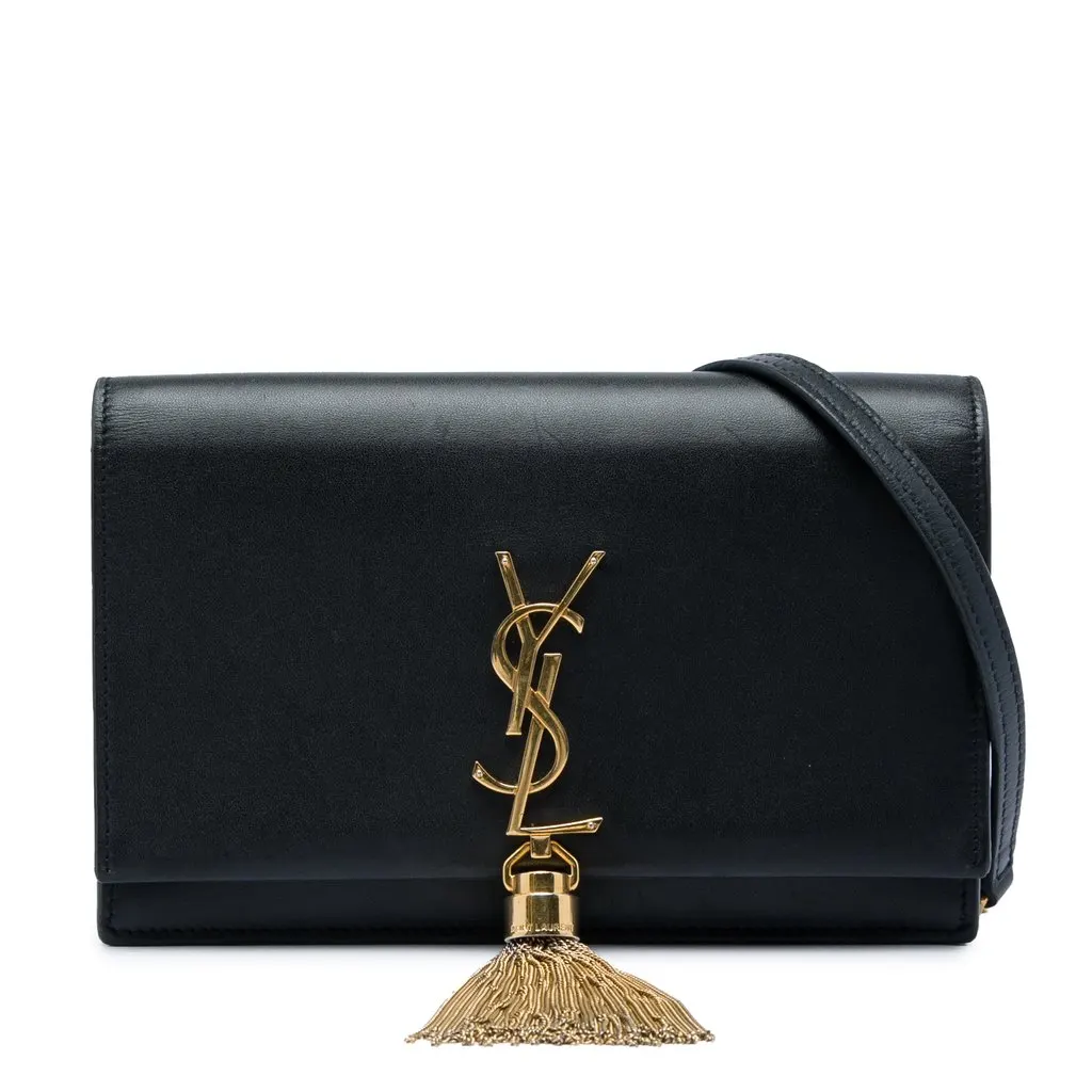 Saint Laurent Smooth Calfskin Monogram Kate Tassel Chain Wallet Black Leather Very good - Front View