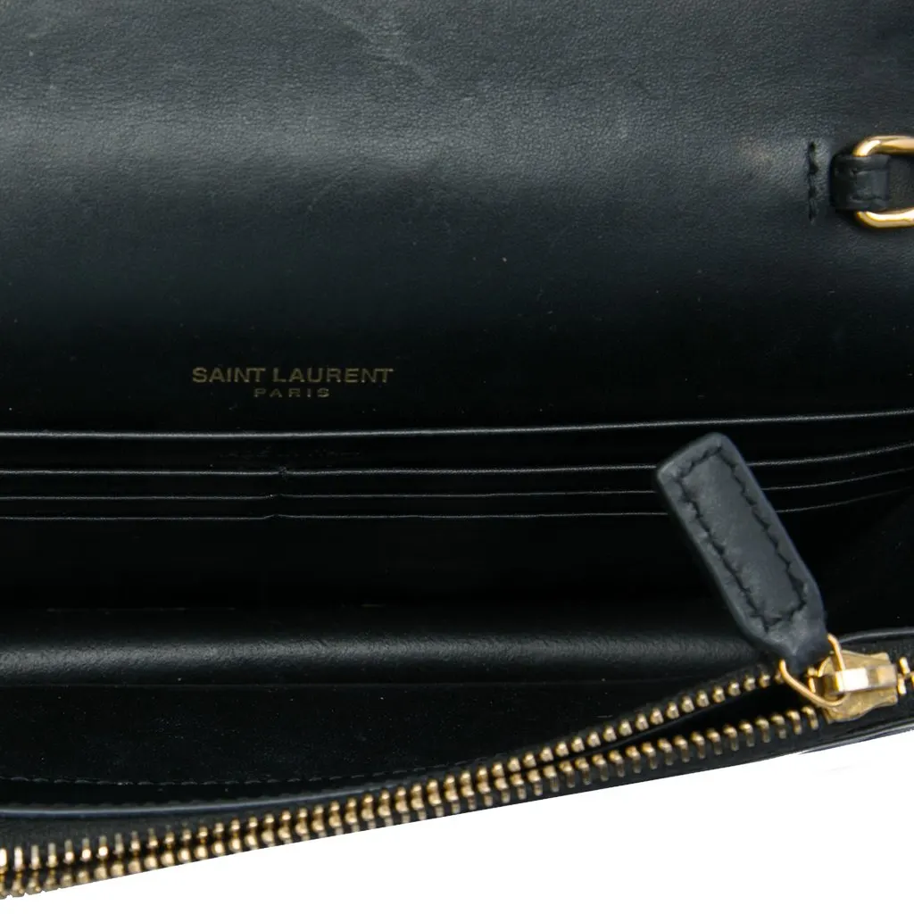 Saint Laurent Smooth Calfskin Monogram Kate Tassel Chain Wallet Black Leather Very good - Model View