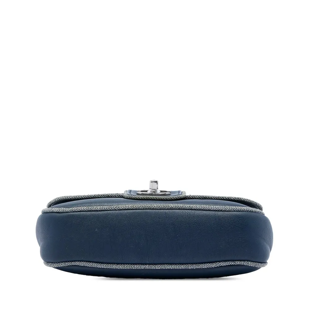 Chanel Medium Quilted Lambskin and Metallic Trim Elementary Chic Flap Blue Leather Very good - Inside View