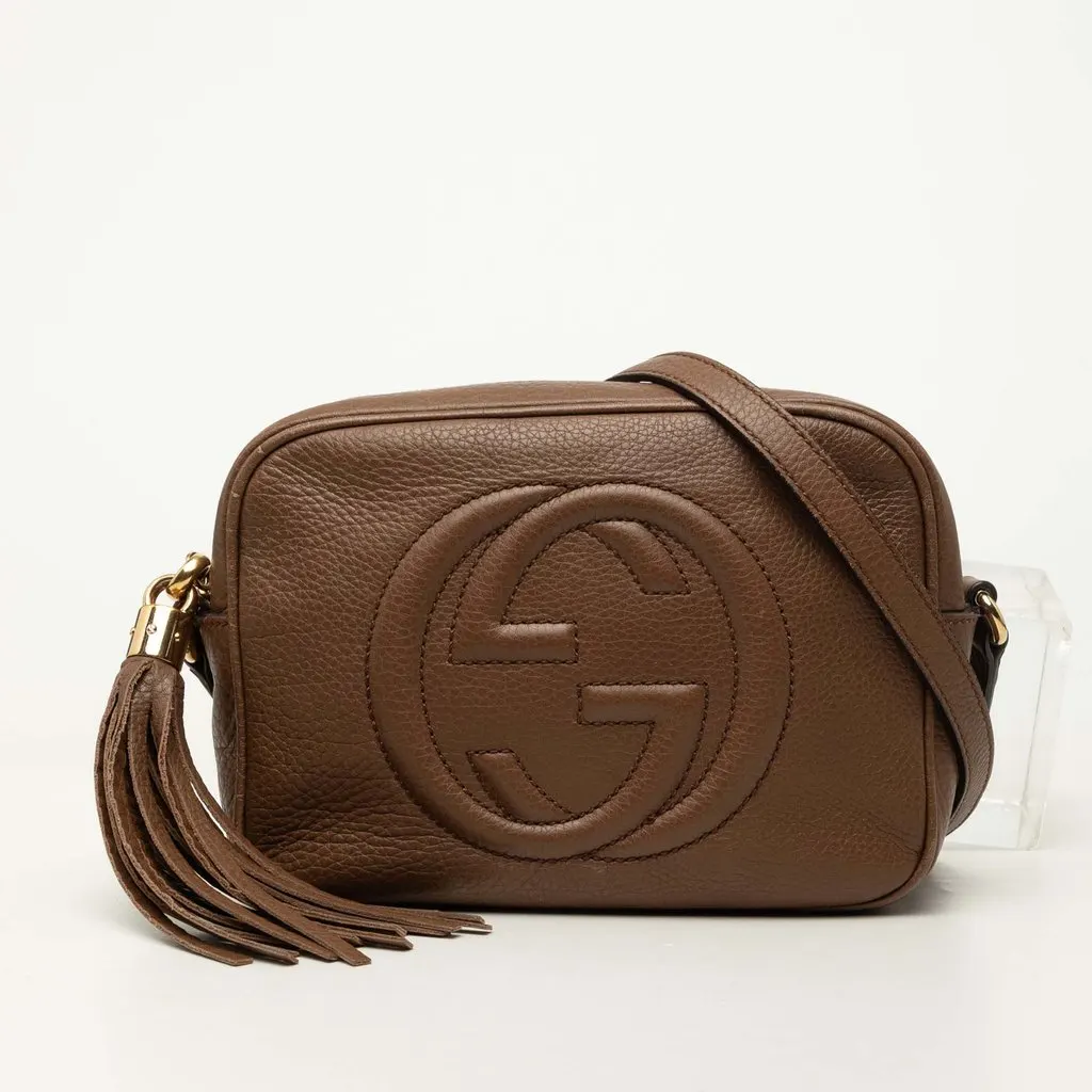 Gucci Calfskin Soho Disco Crossbody Brown Leather Good - Front View