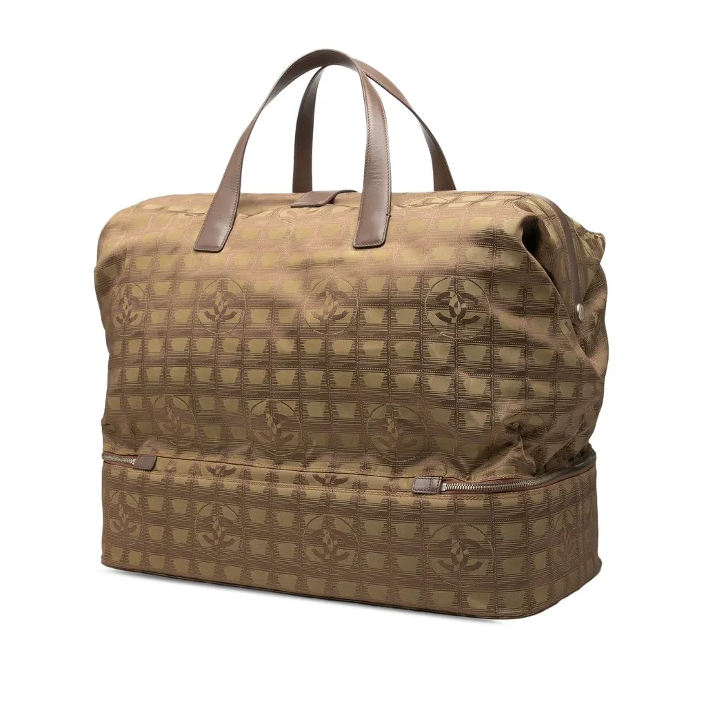 Chanel New Travel Line Nylon Frame Bag Brown Polyamide Good - Back View