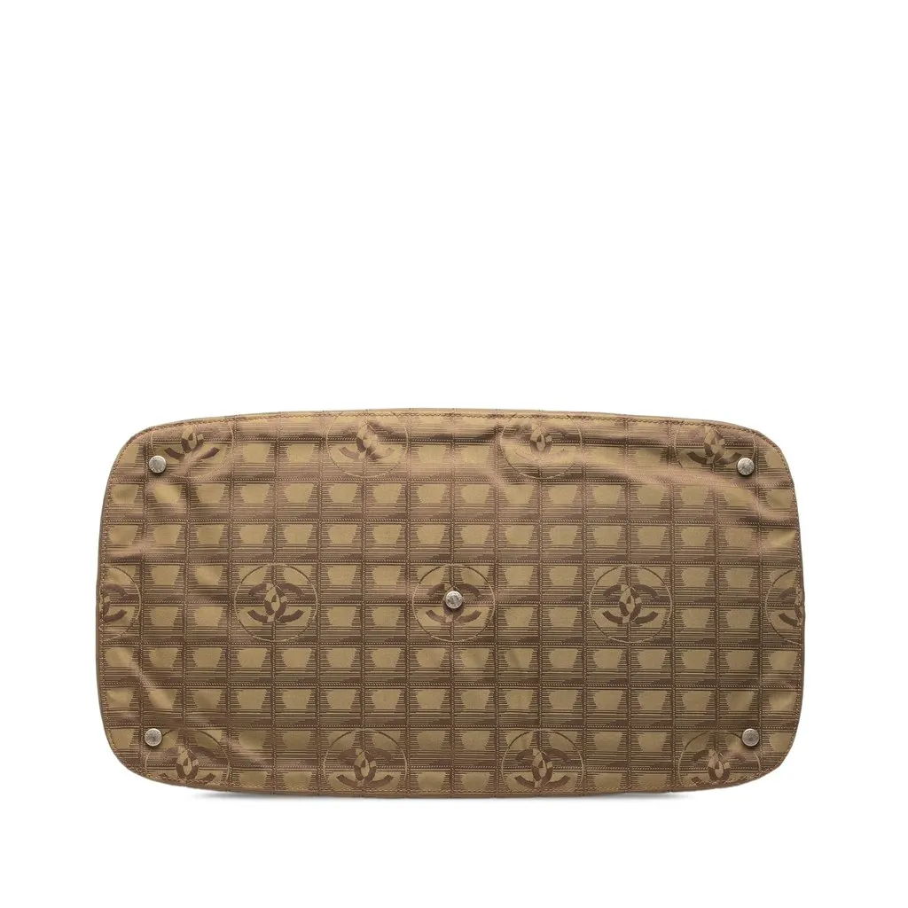 Chanel New Travel Line Nylon Frame Bag Brown Polyamide Good - Inside View