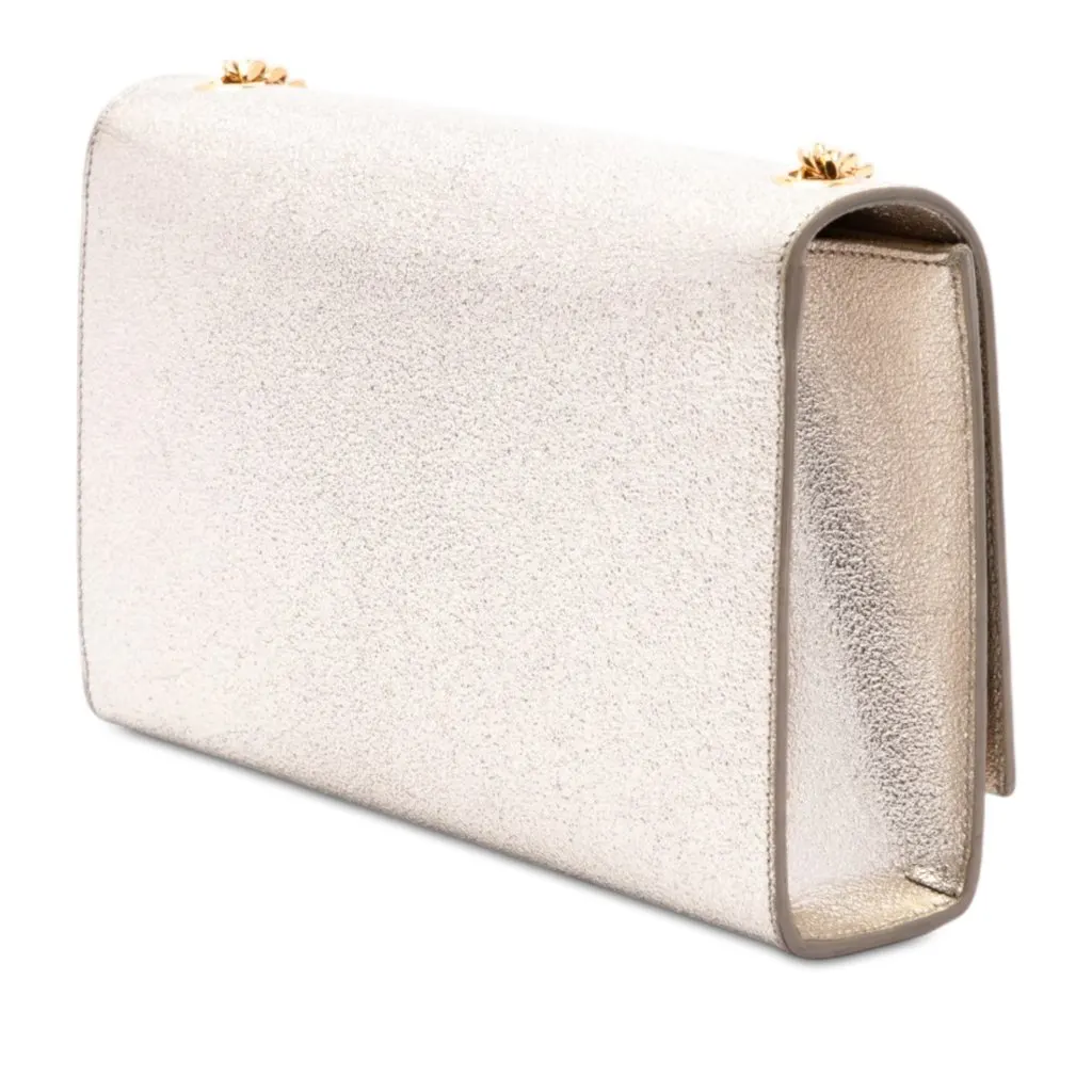 Saint Laurent Metallic Textured Calfskin Star Monogram Kate Crossbody Gold Leather Very good - Back View