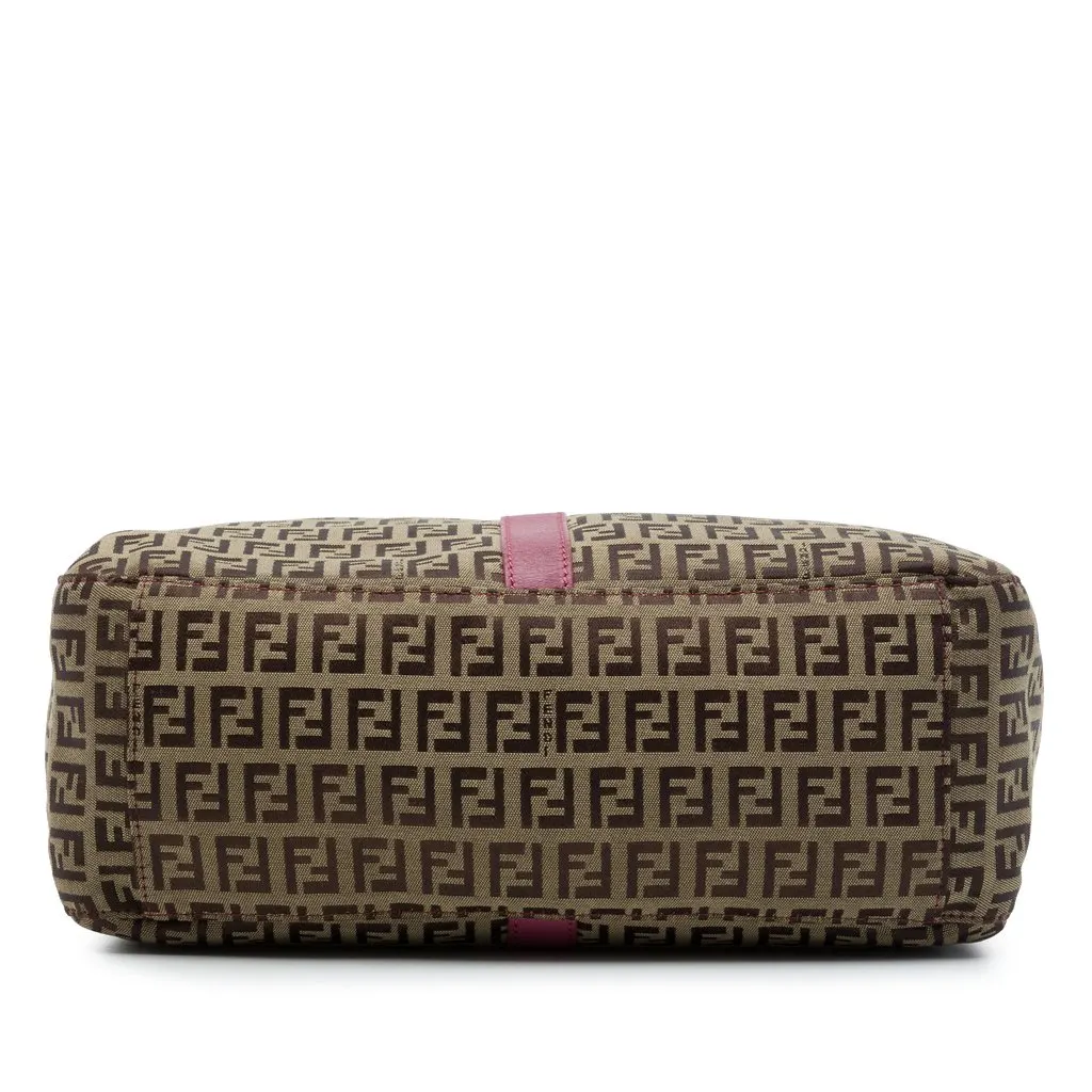 Fendi Leather Trimmed Zucchino Canvas Satchel Brown Canvas Good - Inside View