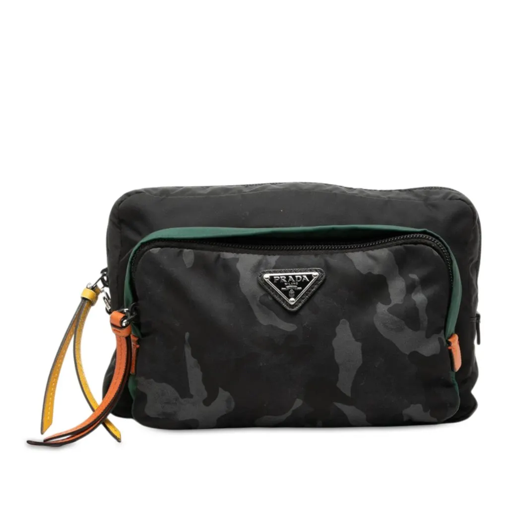 Prada Tessuto Camouflage Pouch Black Polyamide Very good - Front View