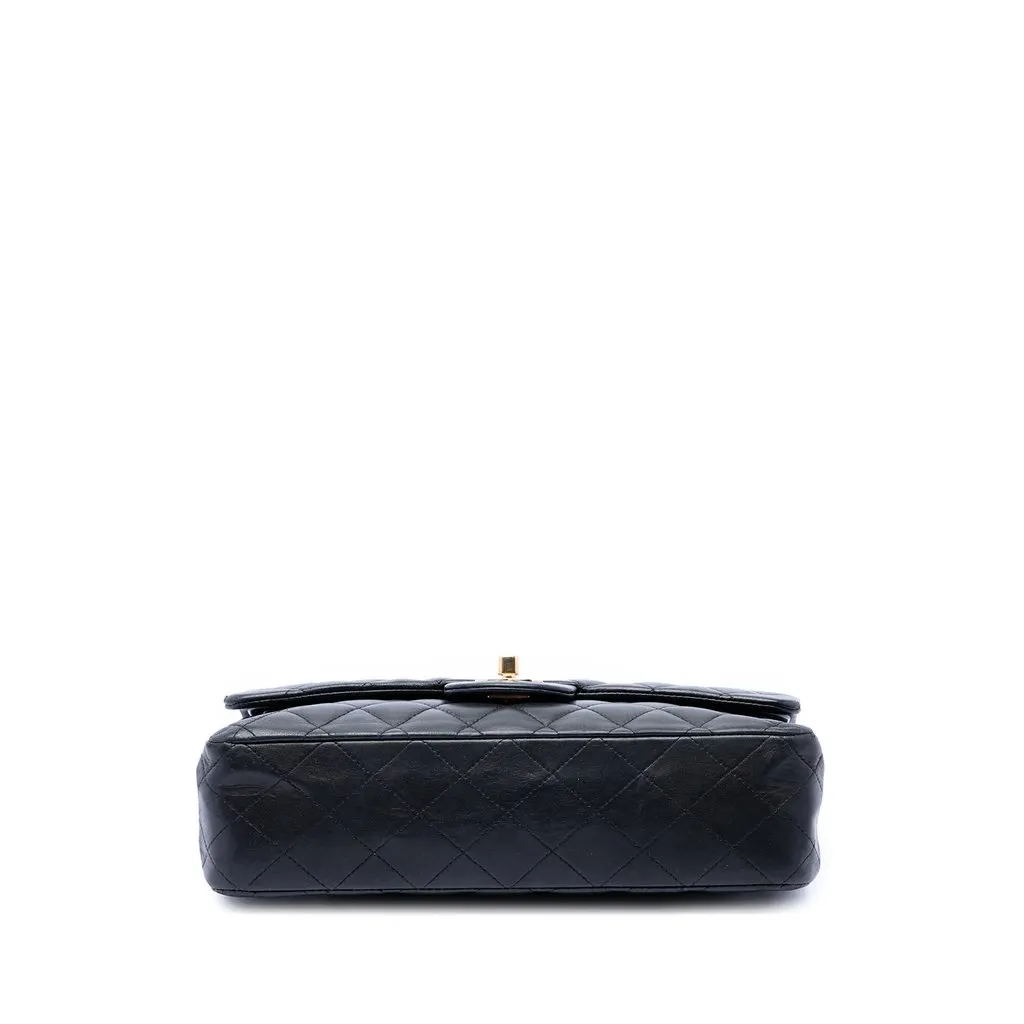 Chanel Medium Classic Lambskin Double Flap Black Leather Very good - Inside View