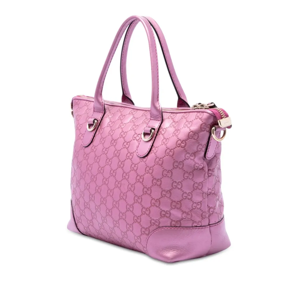 Gucci Metallic Guccissima Heart Bit Satchel Pink Leather Good - Back View