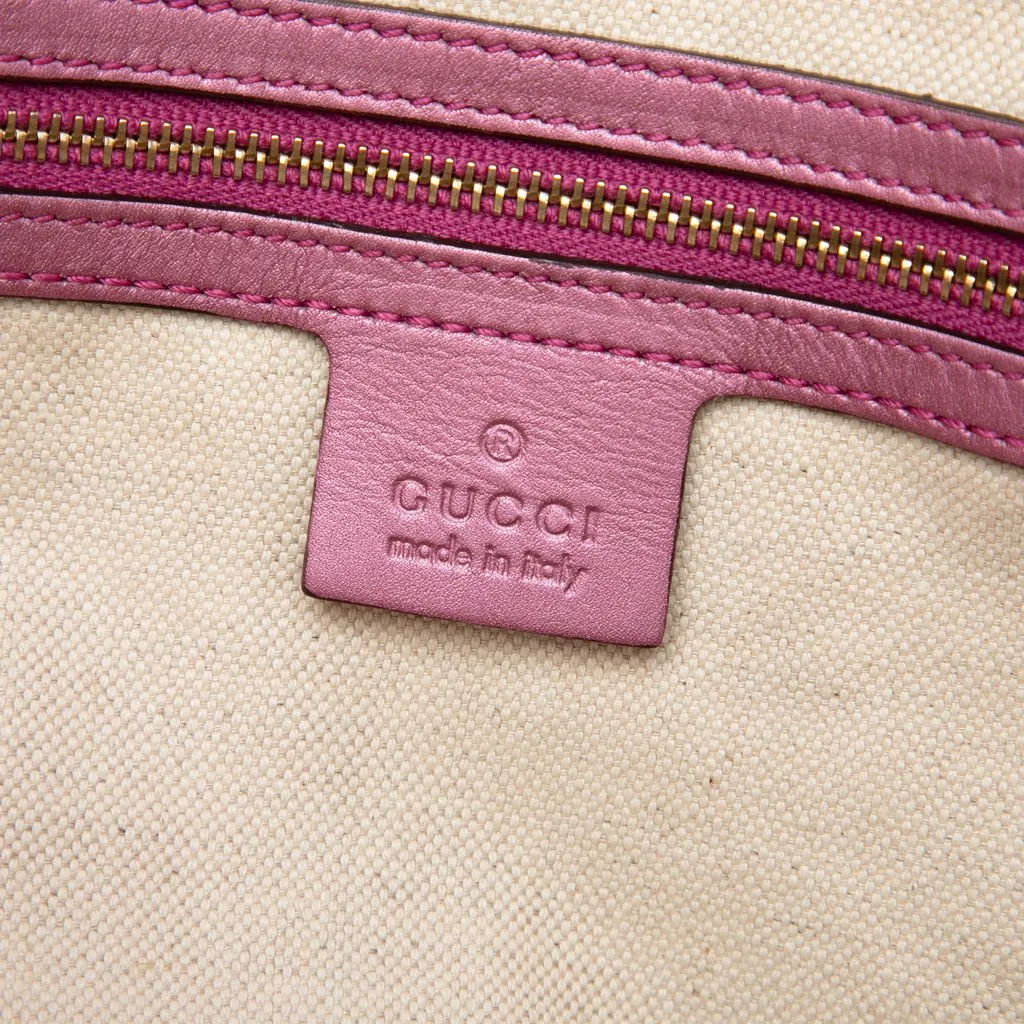 Gucci Metallic Guccissima Heart Bit Satchel Pink Leather Good - Box View