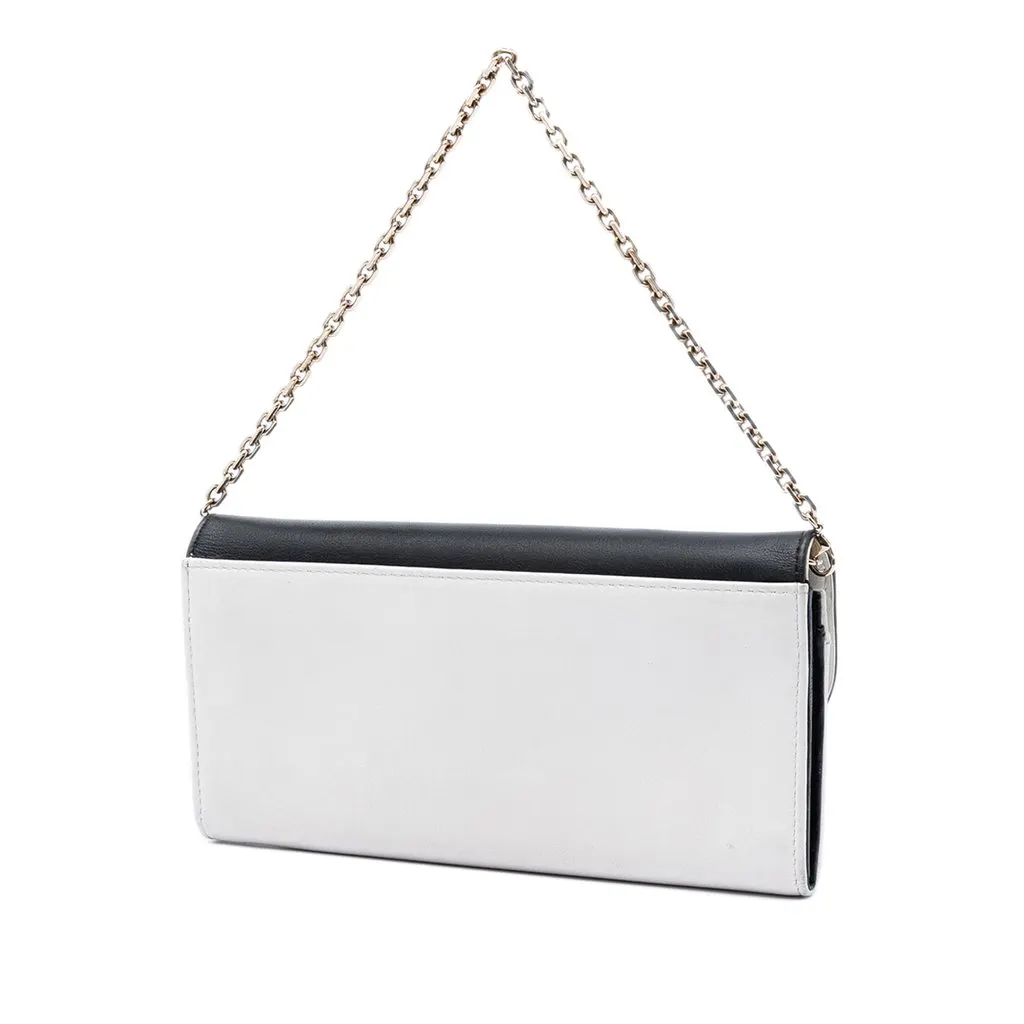 Dior Bicolor Calfskin Diorling Wallet on Chain White Leather Very good - Back View