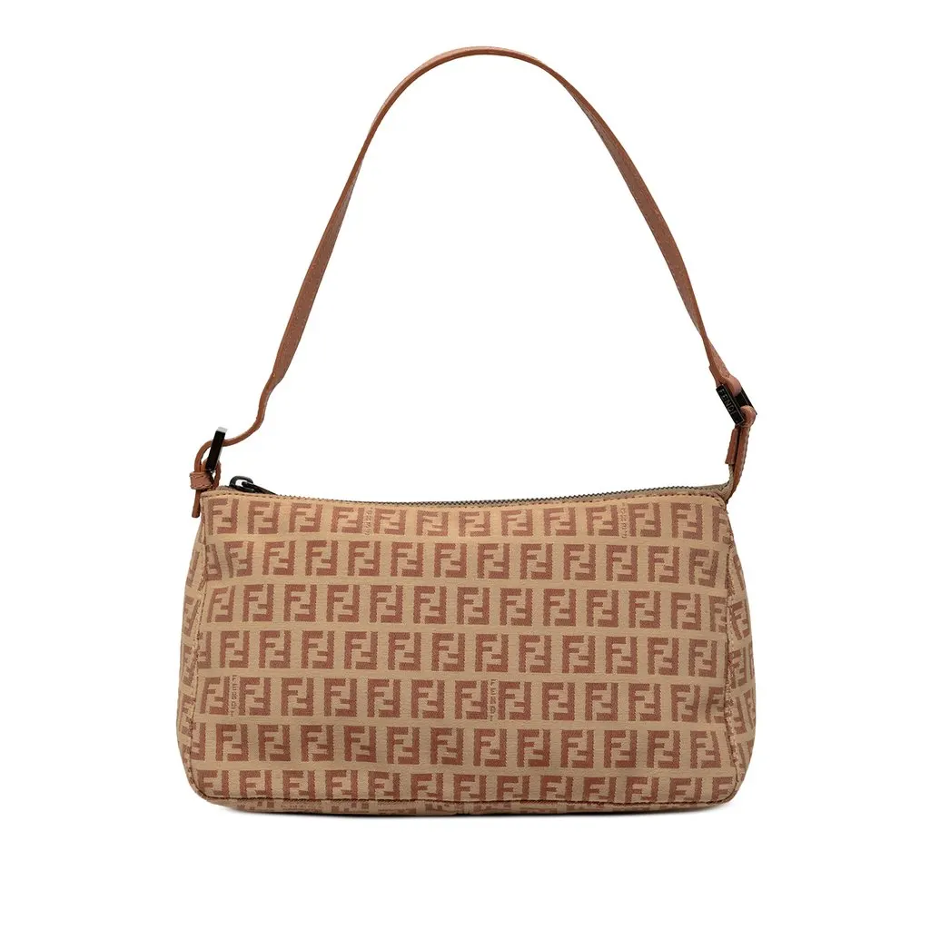 Fendi Zucchino Canvas Pochette Beige Very good - Front View