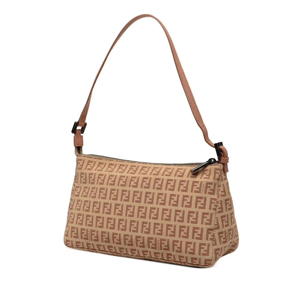 Fendi Zucchino Canvas Pochette Beige Very good - Back View