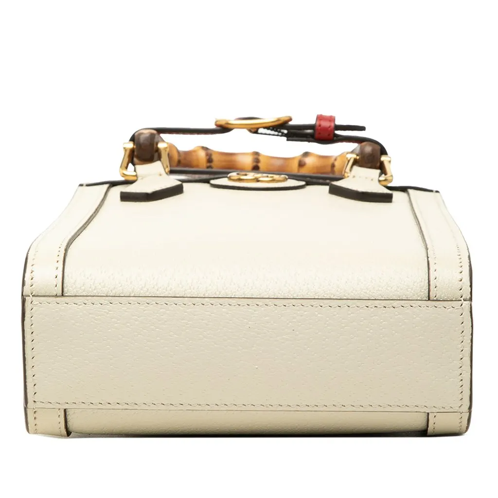 Gucci Mini Calfskin Bamboo Diana Satchel White Leather Very good - Inside View