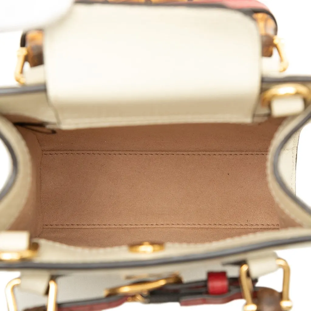Gucci Mini Calfskin Bamboo Diana Satchel White Leather Very good - Model View