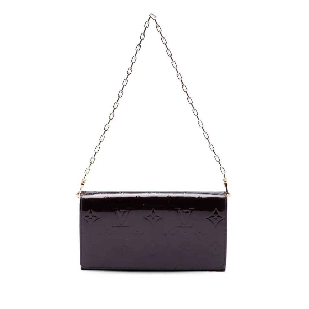 Louis Vuitton Monogram Vernis Portefeuille Sarah Chain Wallet Purple Leather Very good - Front View