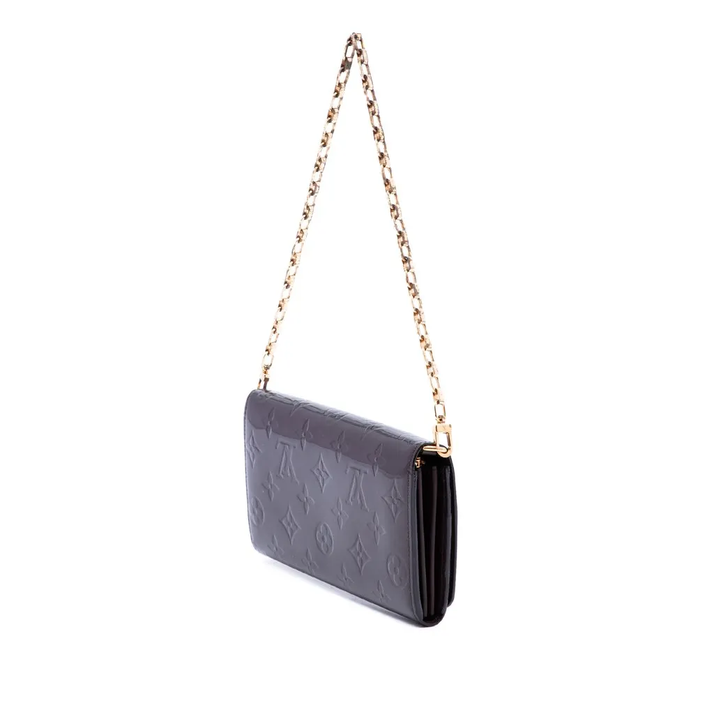Louis Vuitton Monogram Vernis Portefeuille Sarah Chain Wallet Purple Leather Very good - Back View