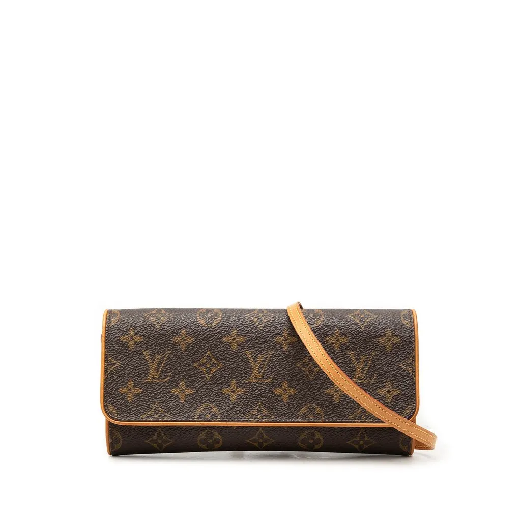 Louis Vuitton Monogram Pochette Twin GM Brown Canvas Good - Front View